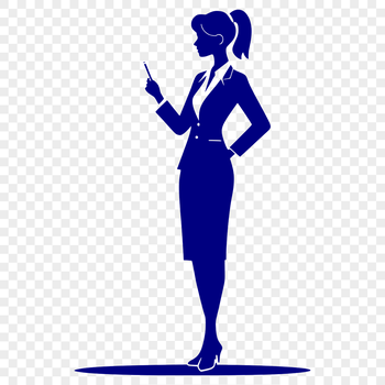 A professional illustration of a woman in an educational setting, representing the teaching profession.