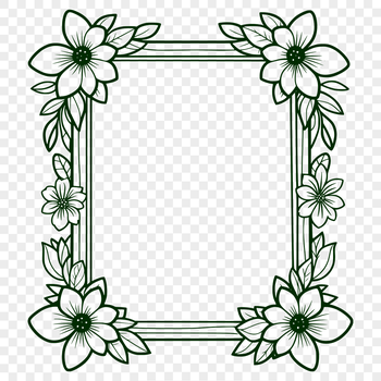 A floral border frame design suitable for various applications including clip art and vector art.