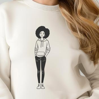 An SVG illustration of a smiling preteen girl, ideal for crafting and DIY projects with tools like Cricut or laser cutters.
