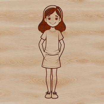 A young female figure in vector format.