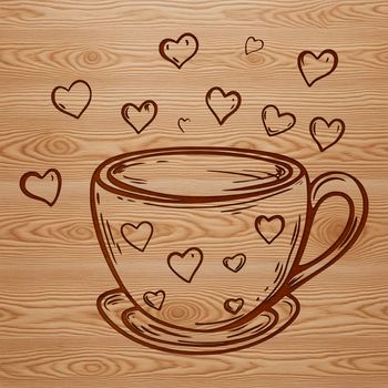 A simple cup design with love hearts and a bold shape, suitable for printing or cutting on various materials.