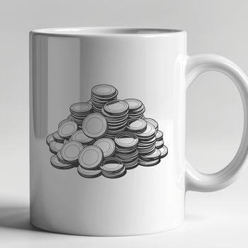 A set of digital coins in various denominations, designed as a vector graphic.