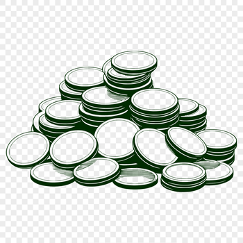 A collection of coins in various denominations, designed as a scalable vector graphic (SVG) file.