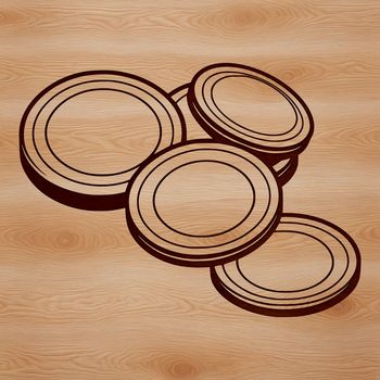 Illustration of various denominations of coins in a stack, created as a vector graphic.