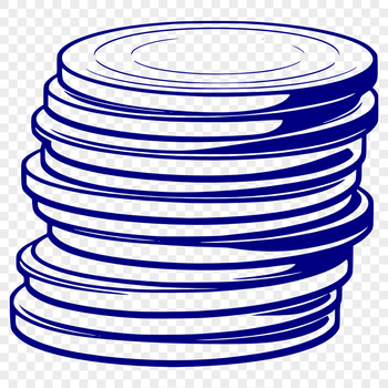 A collection of digital coins designed as a vector graphic.