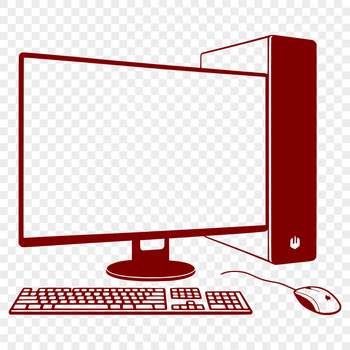 Computer with keyboard on desktop, vector illustration for design projects