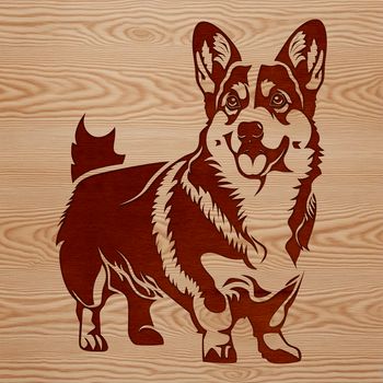 A standing dog breed, specifically a corgi, depicted in vector format.