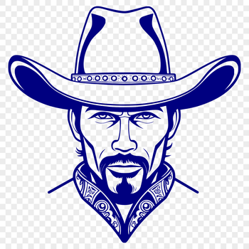 SVG illustration of a cowboy in a western setting.