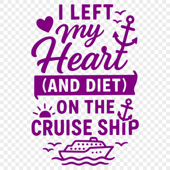 A collection of humorous cruise vacation quotes and phrases in a vector design format.
