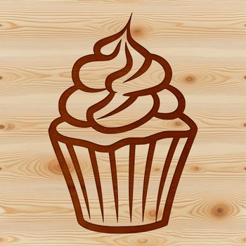 A stylized illustration of a cupcake with frosting and sprinkles, created using vector graphics.