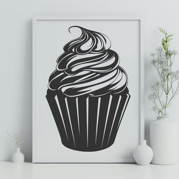 A colorful cupcake with frosting and sprinkles, suitable for a variety of digital designs.