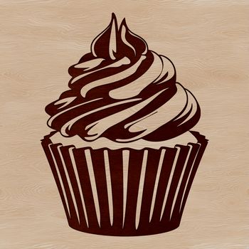 A digital representation of a small round cake with frosting and decorations, suitable for vector design projects.