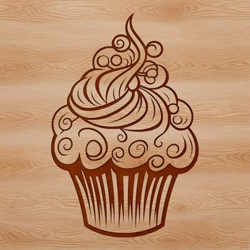 Vector design concept featuring a stylized individual dessert cake with decorations.