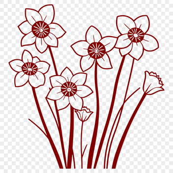 A white and yellow daffodil flower with long stem and trumpet-shaped petals.