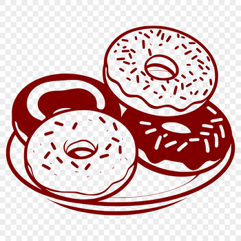 A detailed illustration of a round donut with sprinkles on top.