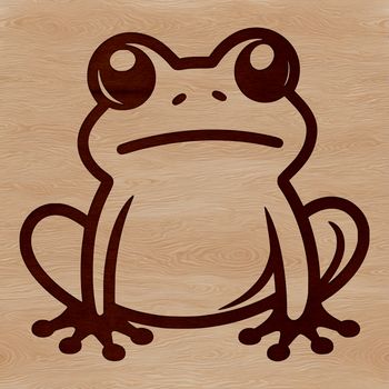 A simple line drawing of a cute cartoon frog in various colors.