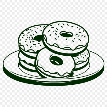 A round, baked good with a hole in the center, typically topped with sweet glaze or frosting.
