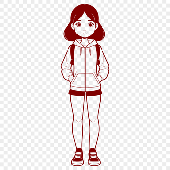 A young girl illustration created as vector art for both personal and commercial use.
