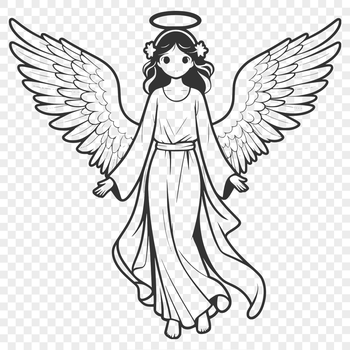 A detailed illustration of a winged angel in vector format.