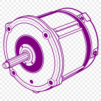 An illustrated diagram of an electric motor with mechanical components.