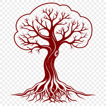 A vector illustration of a single tree with detailed branches and foliage.
