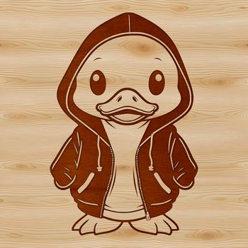 A simple vector illustration of a duck wearing a hoody.
