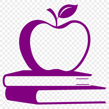 A stylized illustration of a textbook with the Apple logo, suitable for educational purposes and vector art design.