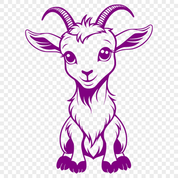 A realistic illustration of a goat, suitable for use in farm-themed designs.