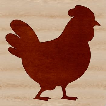 A simple outline illustration of a chicken, suitable for cutting or engraving.