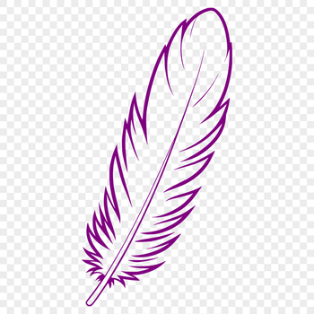 A high-quality illustration of a single feather, suitable for use in graphic design and digital crafting.