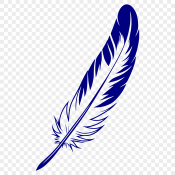 A simple, detailed illustration of a feather in vector format.