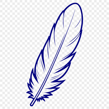 A detailed illustration of a single bird's feather in vector format.