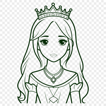 A detailed illustration of a young female princess in a regal setting.