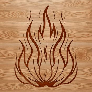 A stylized graphic representation of a flame, suitable for digital cutting machines like Cricut or laser cutters.