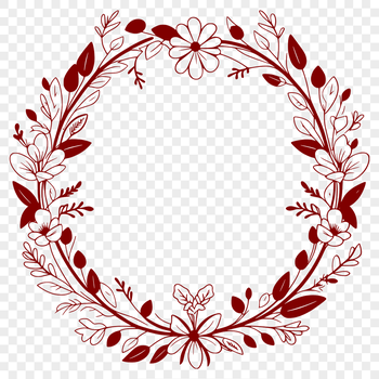 A handmade floral wreath design made from vector shapes, suitable for cutting machines or laser cutters.
