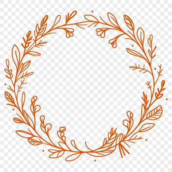 A floral design made up of intertwining elements forming a circular shape.
