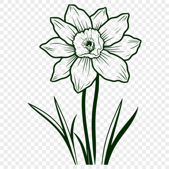 A simple, scalable representation of a daffodil plant, suitable for use in digital designs and crafts.