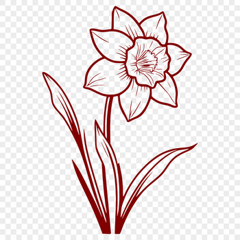 A stylized illustration of a daffodil plant with trumpet-shaped flowers, suitable for digital crafting and design projects.
