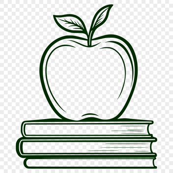 An illustration of a classic apple book with a simple design, ideal for educational purposes.