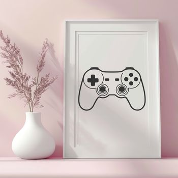 Vector illustration of a modern video game controller with buttons and joysticks.