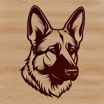 A high-quality illustration of a German Shepherd dog's head, suitable for vector design and commercial or personal use.