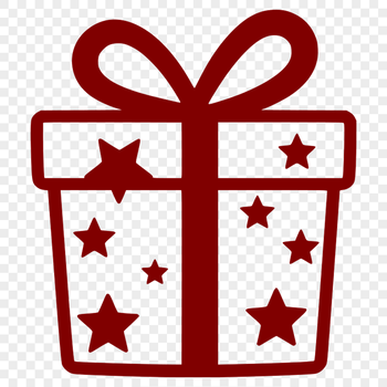 A simple, vector illustration of a wrapped gift with a ribbon and bow.