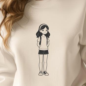 A young girl illustration in a vector format.