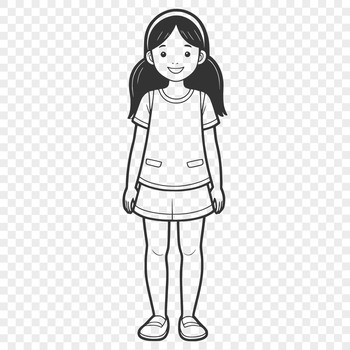 Young girl illustrated in vector format for digital use.