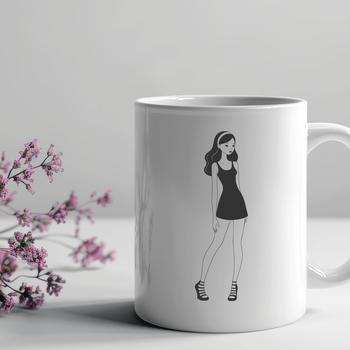A young girl designed as vector art in a 2D digital format.