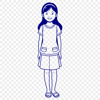 Young girl silhouette with clean lines and minimalist design.