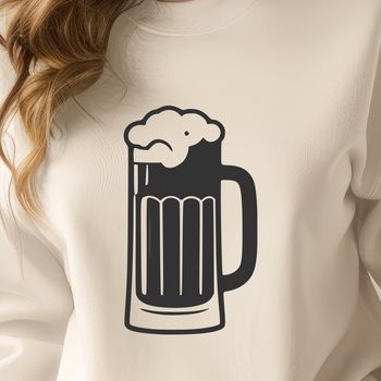 A stylized illustration of a glass of beer on a white background.