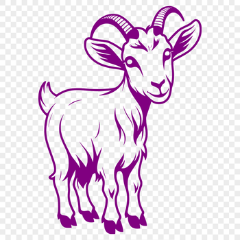 A goat standing on a green pasture, illustrated as a vector graphic.