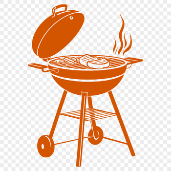 Grill illustration with food items, suitable for vector art projects.
