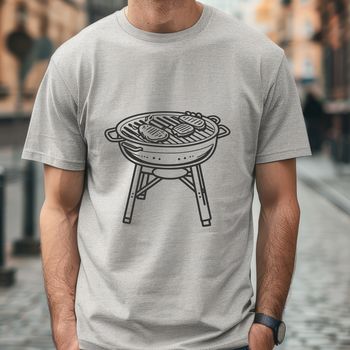 A digital illustration of a BBQ with utensils and food, suitable for vector design and cutting machine projects.